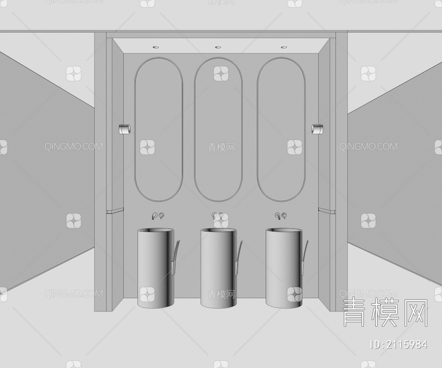KTV公共卫生间 卫生间 盥洗室3D模型下载【ID:2115984】