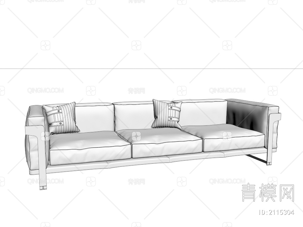 布艺金属框竹节底座沙发3D模型下载【ID:2115304】