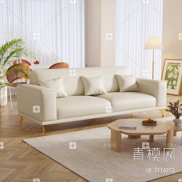 双人沙发3D模型下载【ID:2116273】