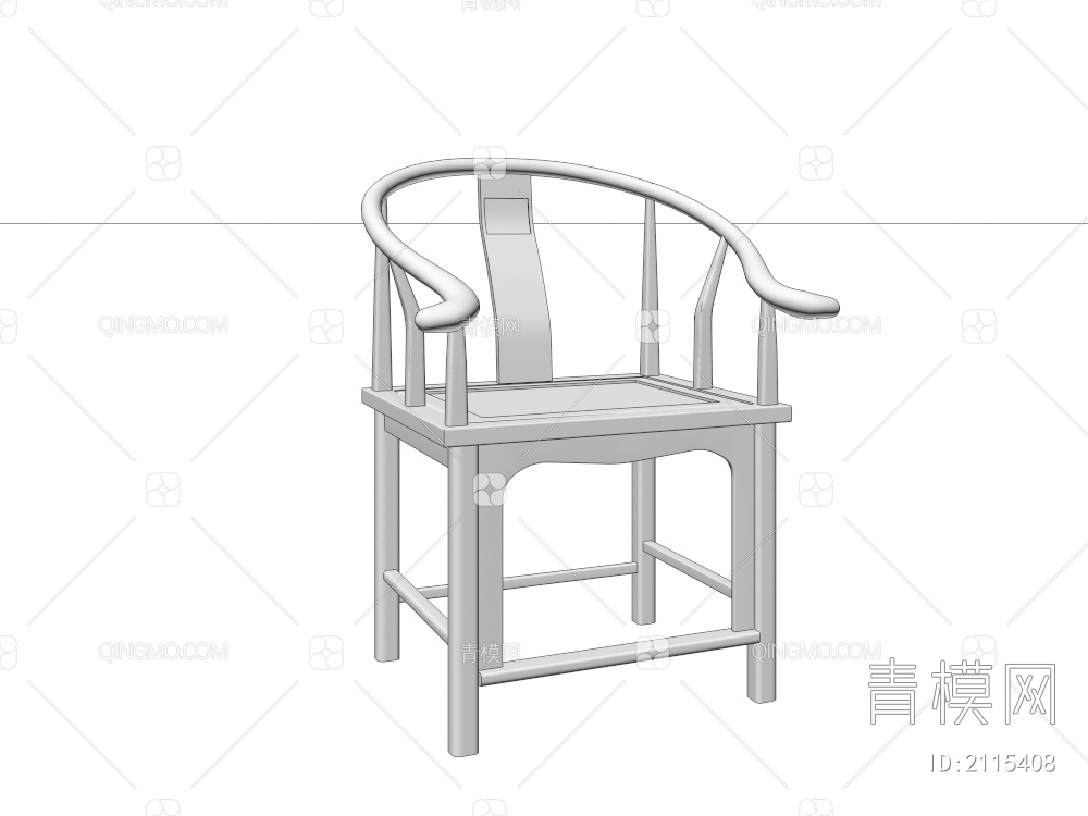 榆木雕花圈椅 单椅 实木椅子3D模型下载【ID:2115408】