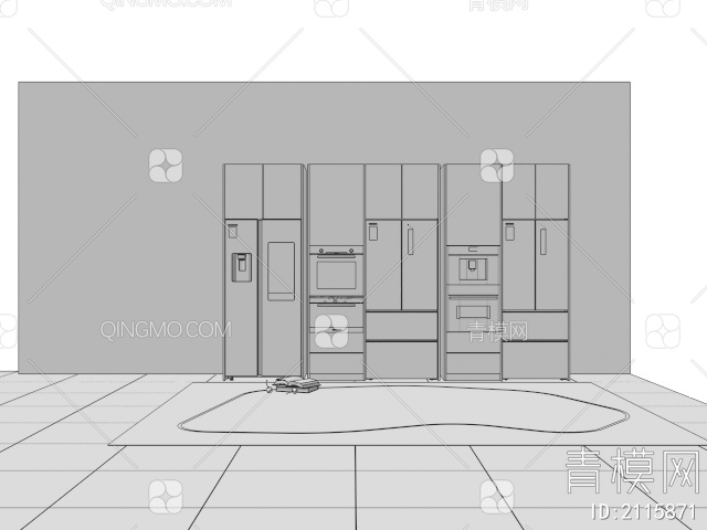 冰箱 双开门冰箱 冰箱 橱柜3D模型下载【ID:2115871】