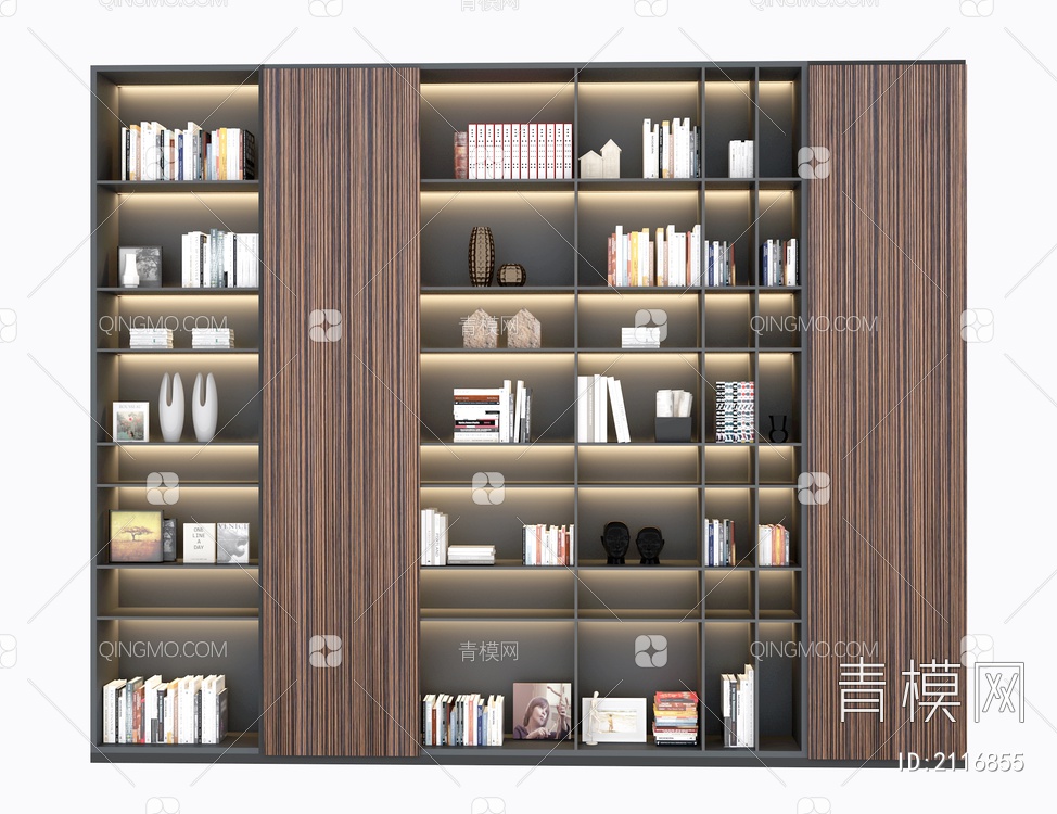 书架 书柜  书籍 （无贴图）3D模型下载【ID:2116855】