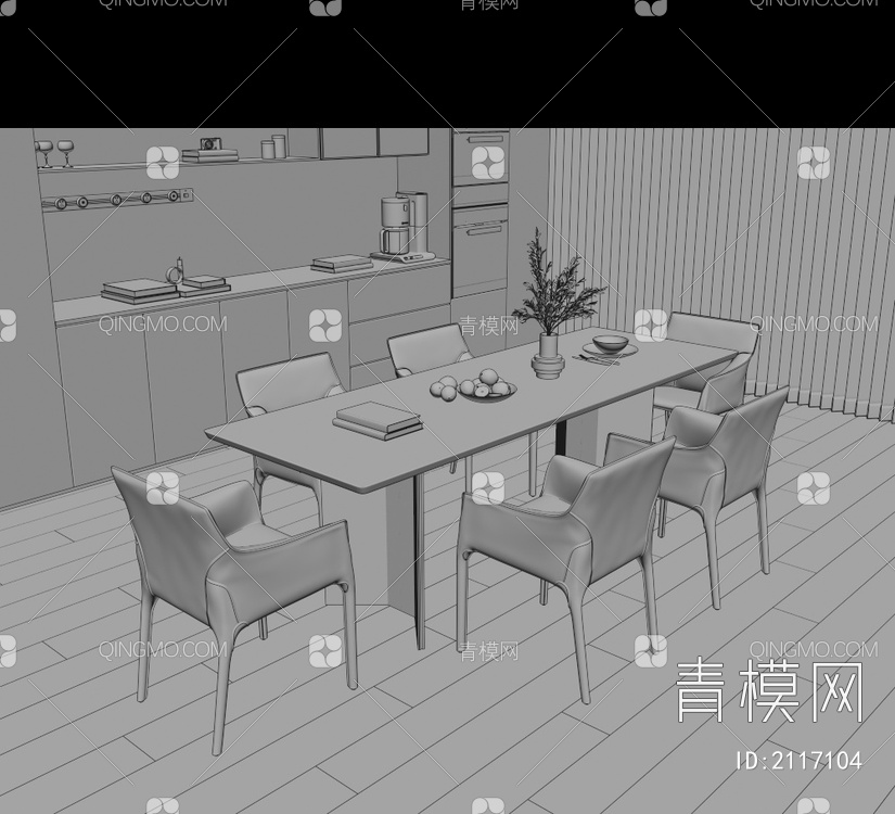 餐桌椅组合3D模型下载【ID:2117104】