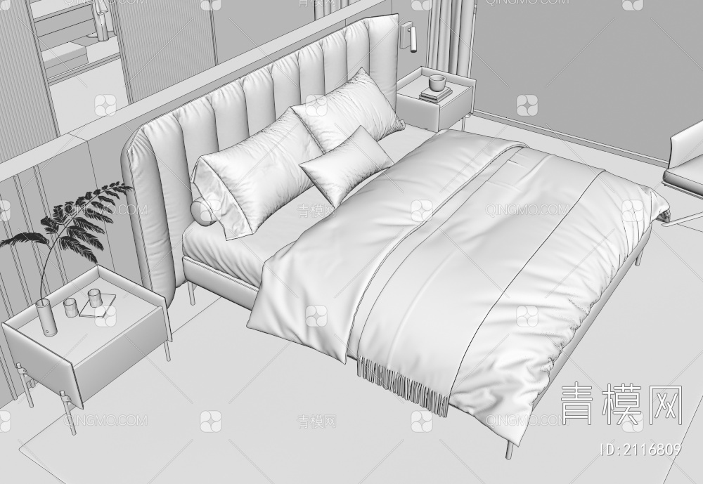 Minotti 米洛提 双人床3D模型下载【ID:2116809】