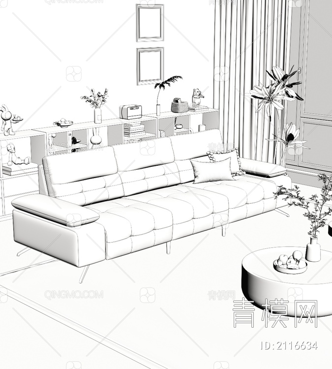 三人位沙发3D模型下载【ID:2116634】