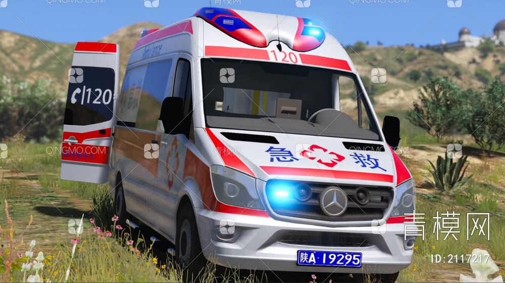 梅赛德斯奔驰医疗救护车3D模型下载【ID:2117217】