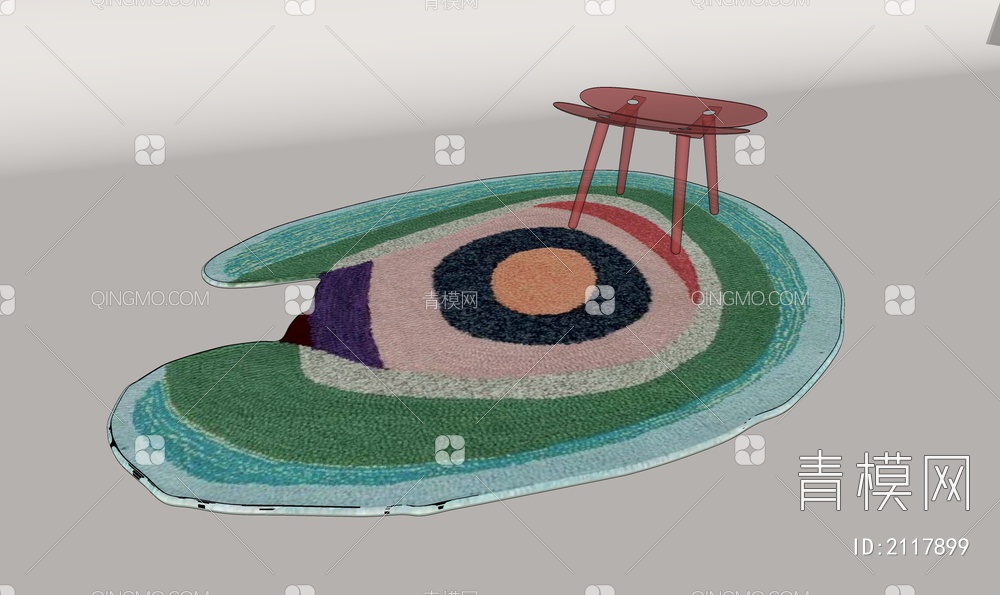 彩色不规则多巴胺儿童卡通地毯SU模型下载【ID:2117899】