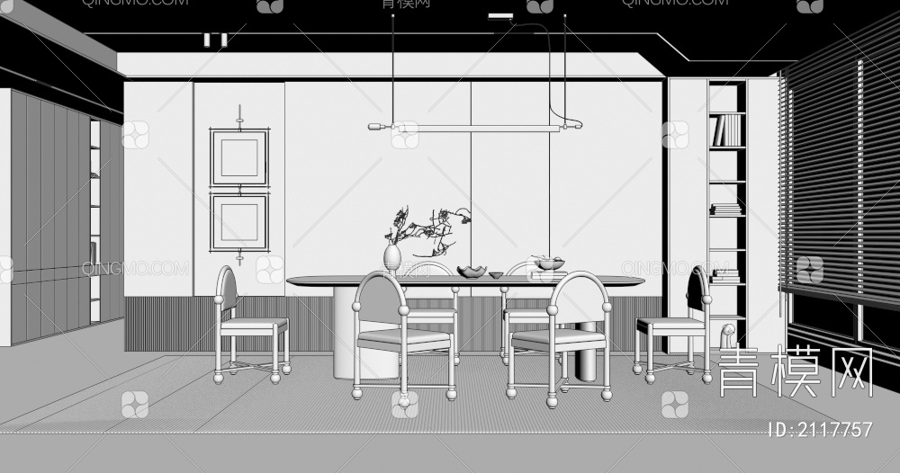 餐厅 餐桌椅3D模型下载【ID:2117757】