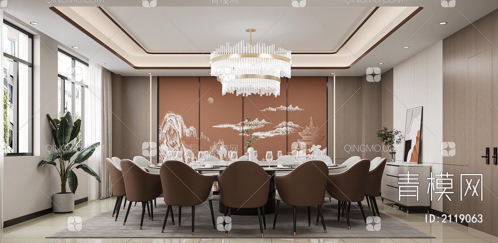 餐厅包厢 餐厅包房 餐厅豪华包间3D模型下载【ID:2119063】