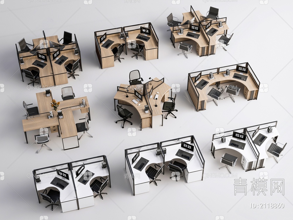 办公桌椅3D模型下载【ID:2118860】