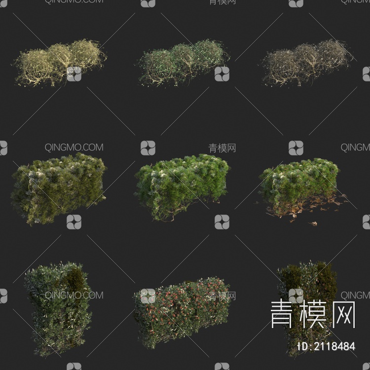 树篱 灌木球 绿篱墙 植物墙3D模型下载【ID:2118484】