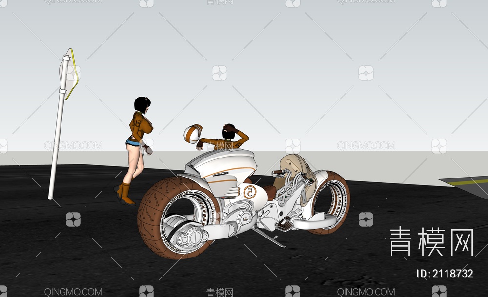 未来科技摩托车机车SU模型下载【ID:2118732】