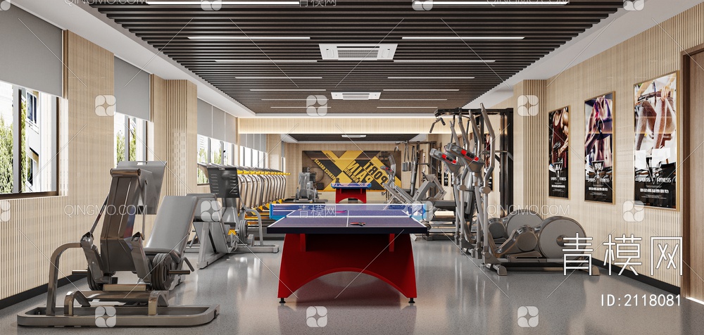 健身房 健身室 办公室健身房 酒店健身房 体育运动 健身器材 休闲娱乐室3D模型下载【ID:2118081】