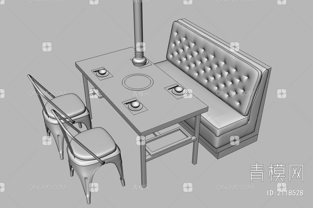 餐桌椅组合   烧烤店餐桌椅3D模型下载【ID:2118528】