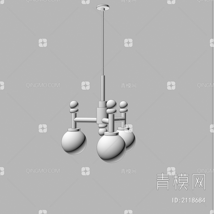 多巴胺 彩色 卡通 儿童  球形 玻璃 吊灯3D模型下载【ID:2118684】