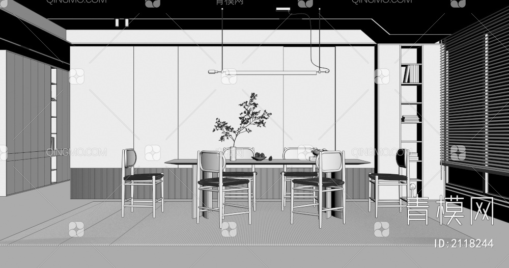 餐厅 餐桌椅3D模型下载【ID:2118244】