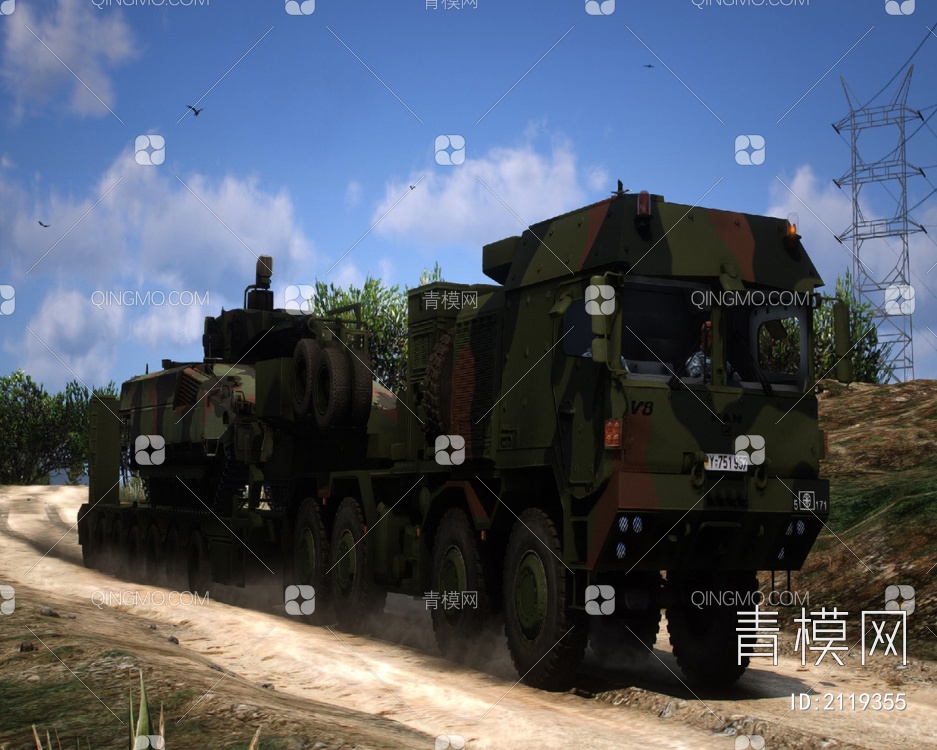 猛犸象型德国联邦国防军重型运输车HX81SLTMammut3D模型下载【ID:2119355】