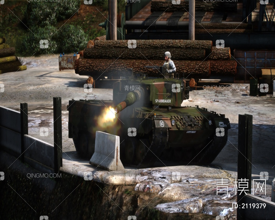 德国豹2A4坦克3D模型下载【ID:2119379】
