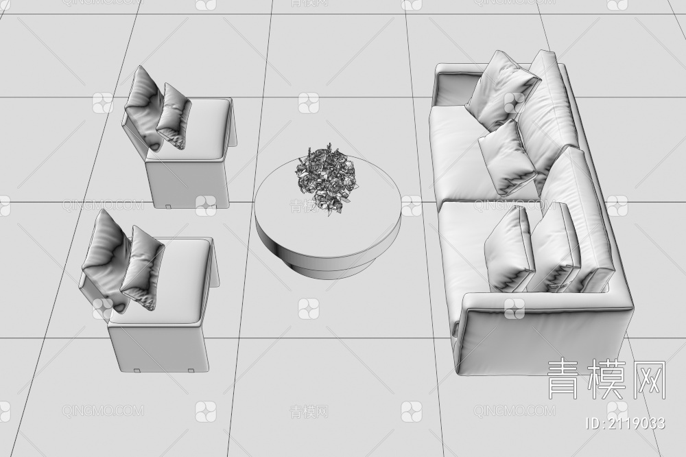 休闲沙发茶几组合3D模型下载【ID:2119033】