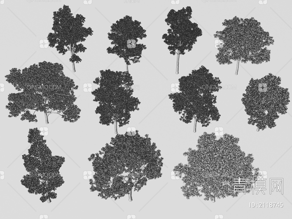 常用树木组合3D模型下载【ID:2118745】