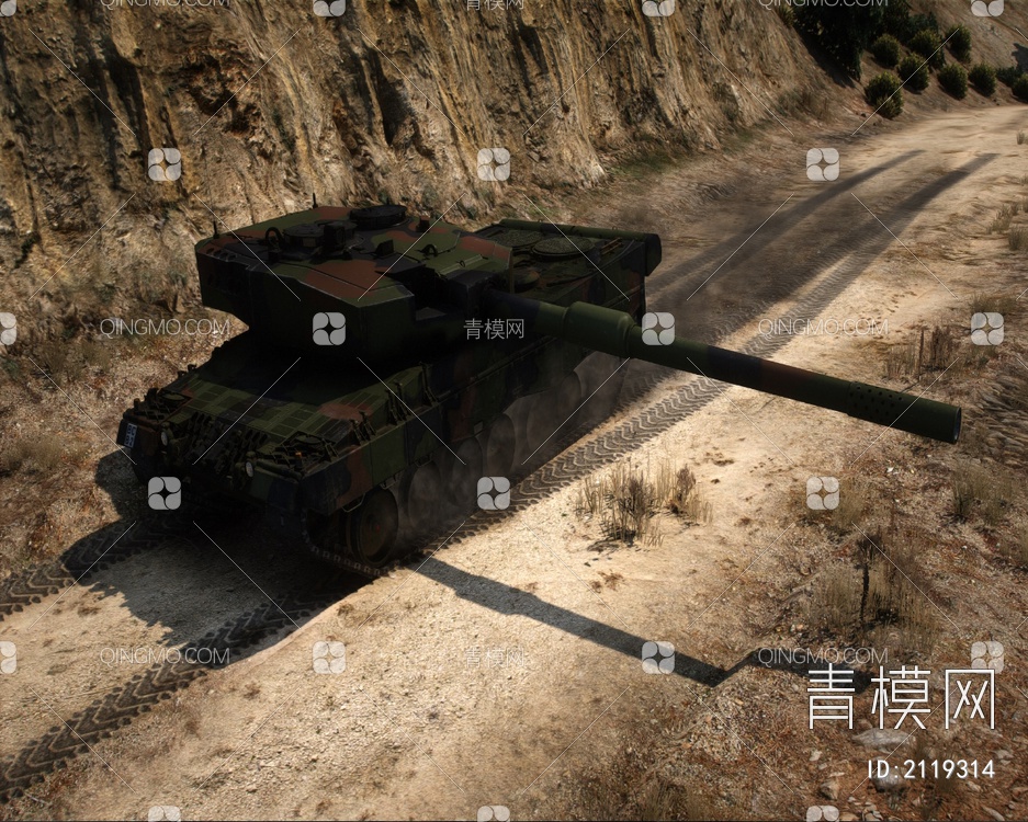 瑞士140mm豹2Panzer87​​坦克车3D模型下载【ID:2119314】