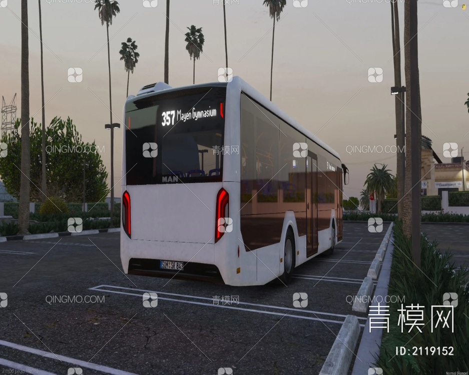 曼恩City12E电动客车公交车公共汽车3D模型下载【ID:2119152】