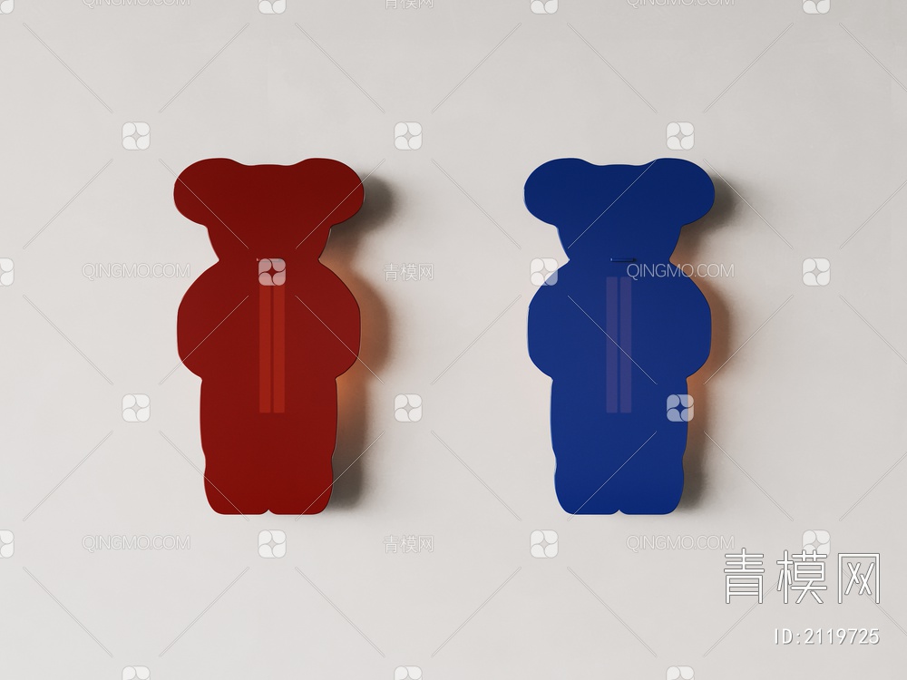 卡通 儿童 多巴胺 彩色 小熊 壁灯3D模型下载【ID:2119725】