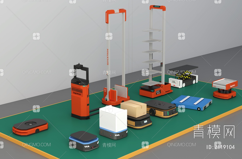 智能运输车物流机器人堆垛机叉车3D模型下载【ID:2119104】