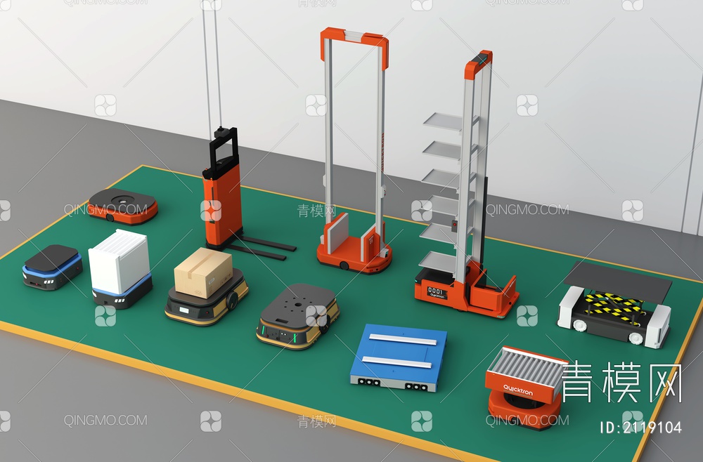 智能运输车物流机器人堆垛机叉车3D模型下载【ID:2119104】