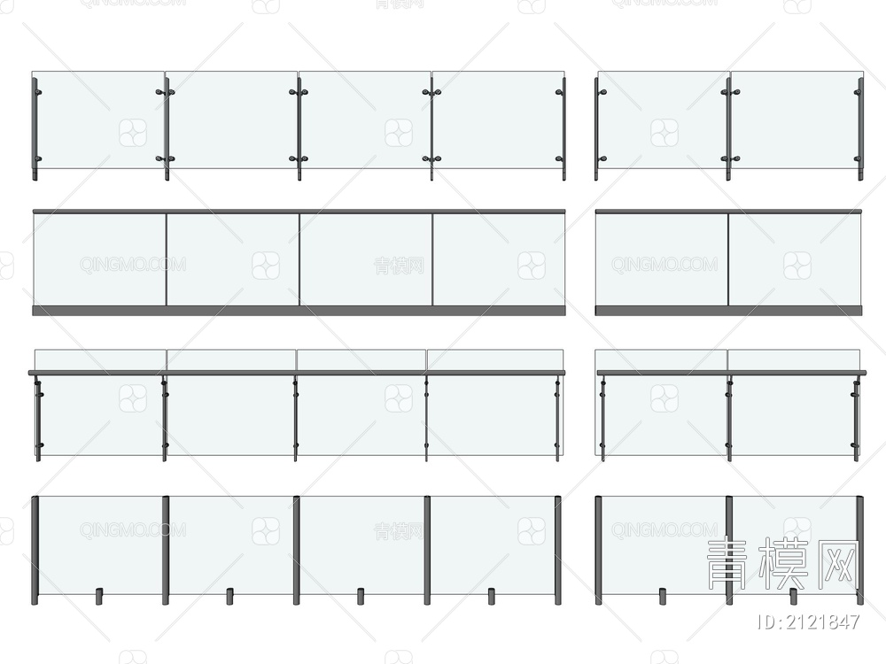 玻璃栏杆SU模型下载【ID:2121847】