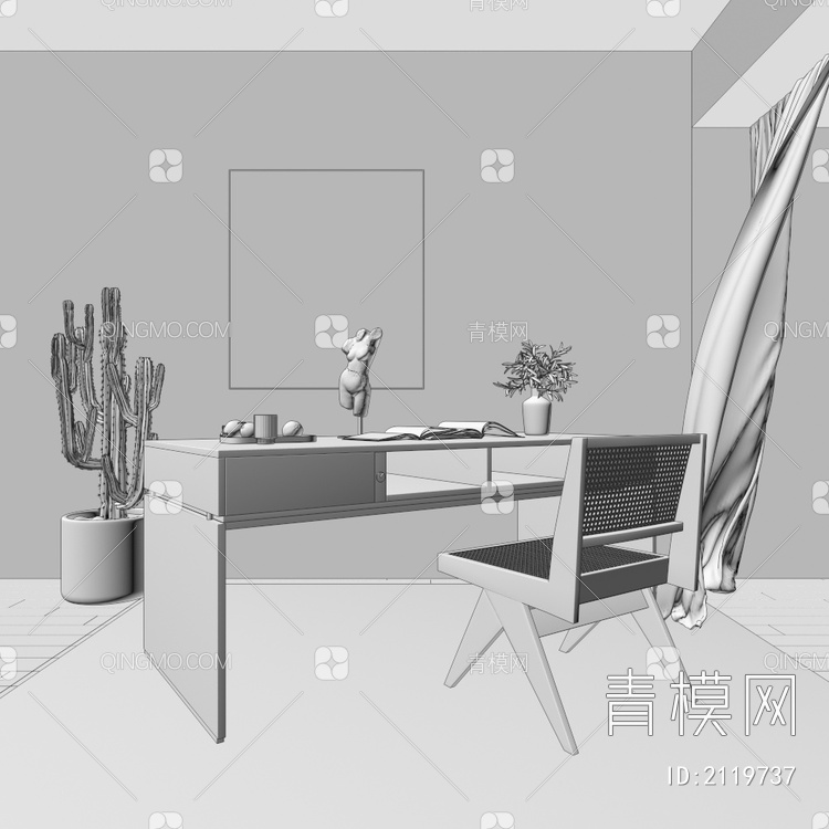 书桌椅3D模型下载【ID:2119737】