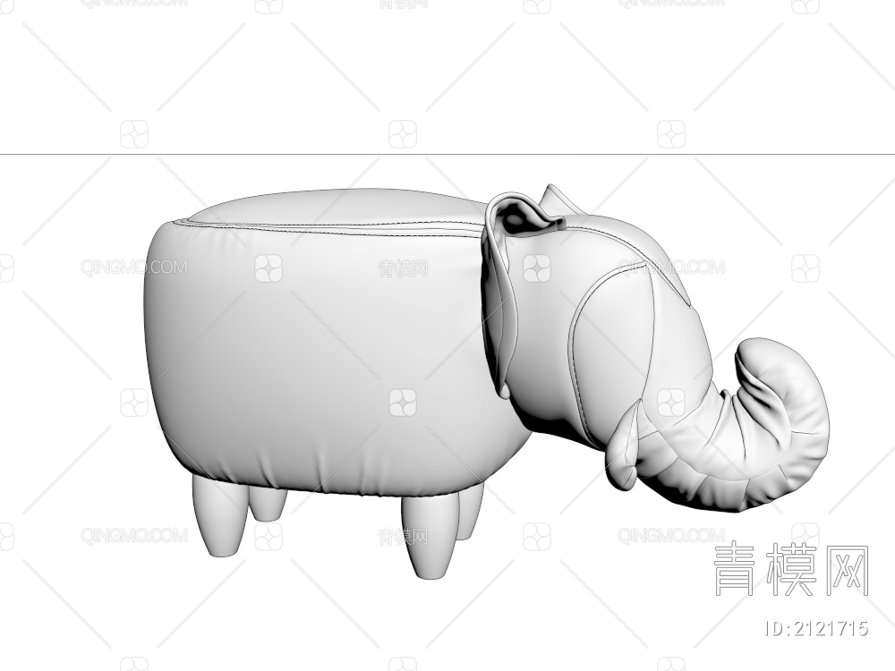 布艺大象造型脚踏凳3D模型下载【ID:2121715】