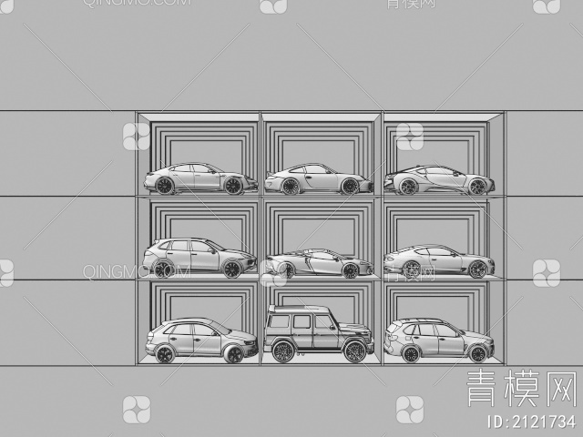 汽车 轿车 汽车手办 展示柜3D模型下载【ID:2121734】