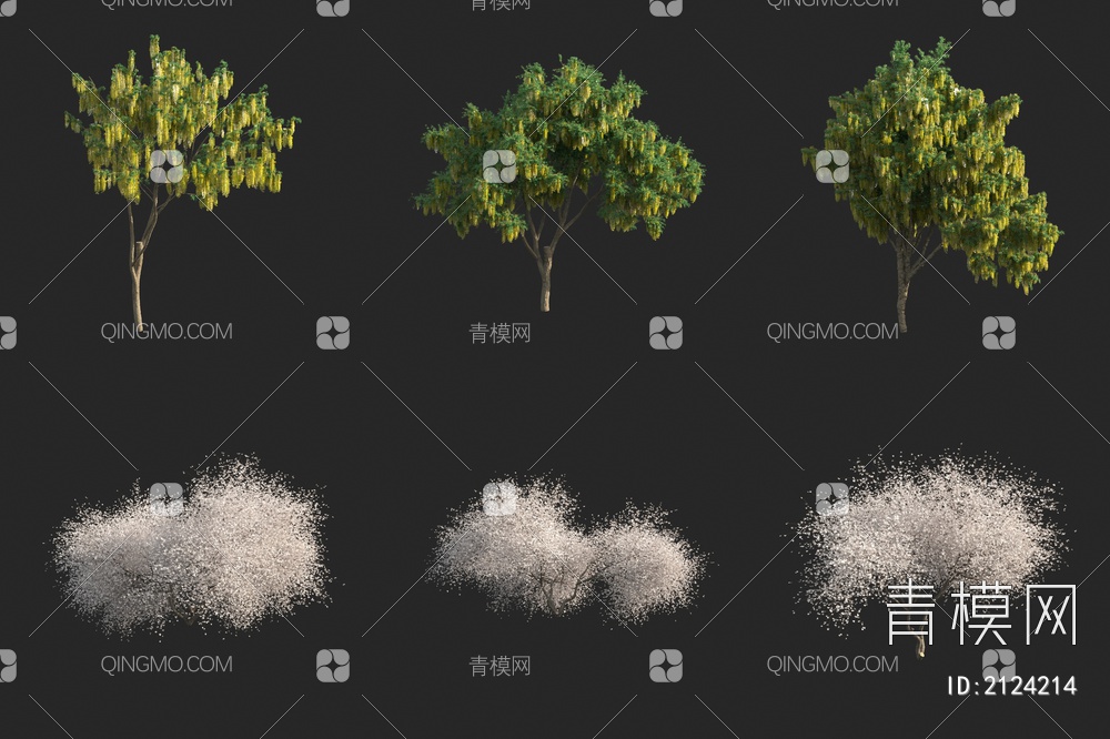 景观树 行道树 小树 花树3D模型下载【ID:2124214】