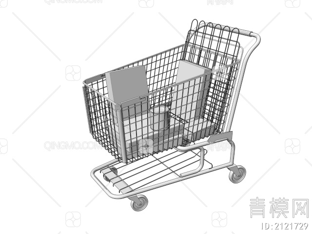 超市购物推车 手推车 儿童推车3D模型下载【ID:2121729】