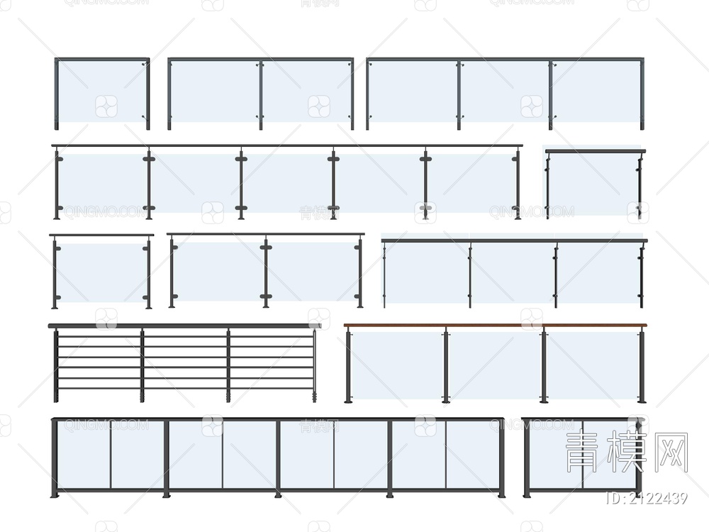 玻璃栏杆SU模型下载【ID:2122439】