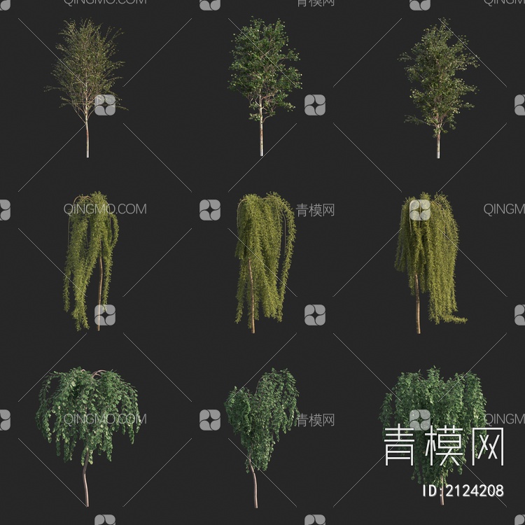 景观树 行道树 小树 灌木3D模型下载【ID:2124208】