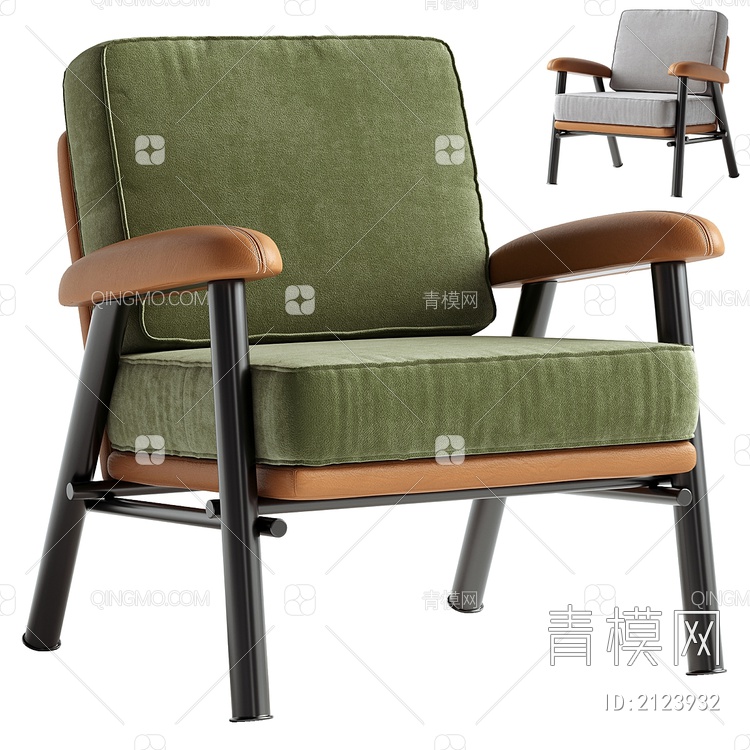 绿色沙发椅3D模型下载【ID:2123932】