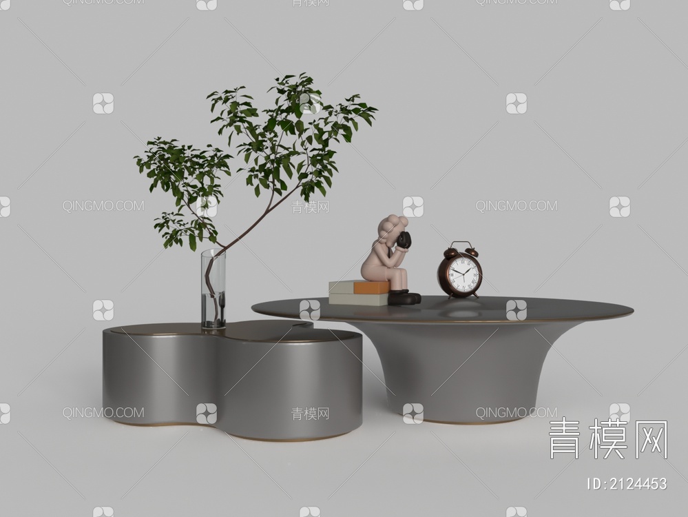 圆形木质组合茶几3D模型下载【ID:2124453】