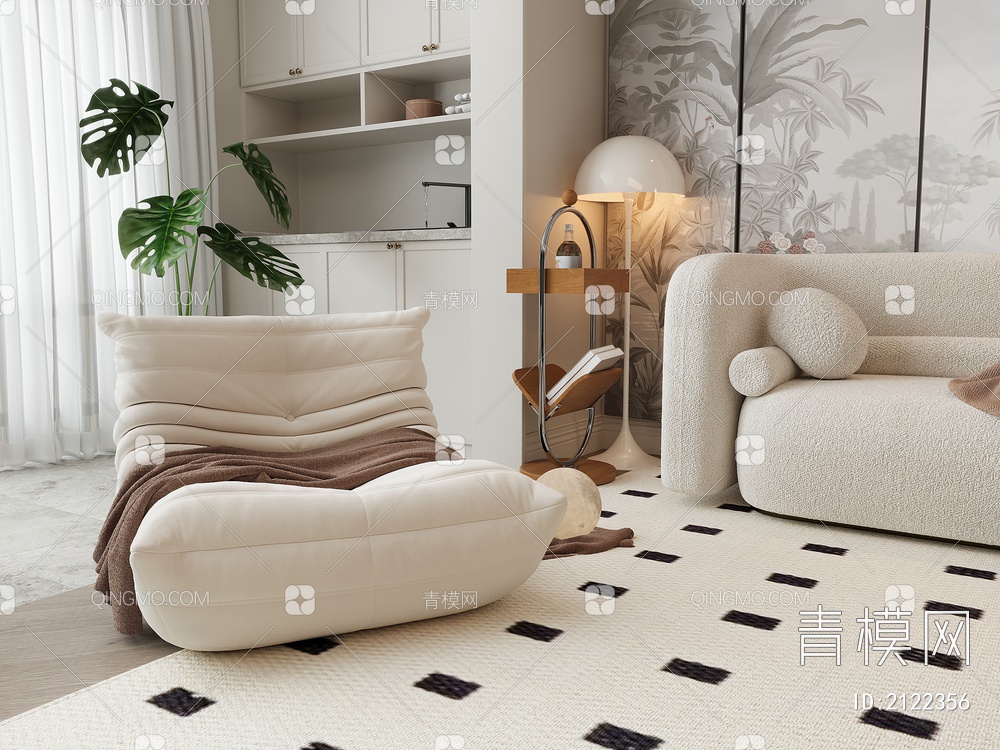 客厅，沙发组合，茶几3D模型下载【ID:2122356】
