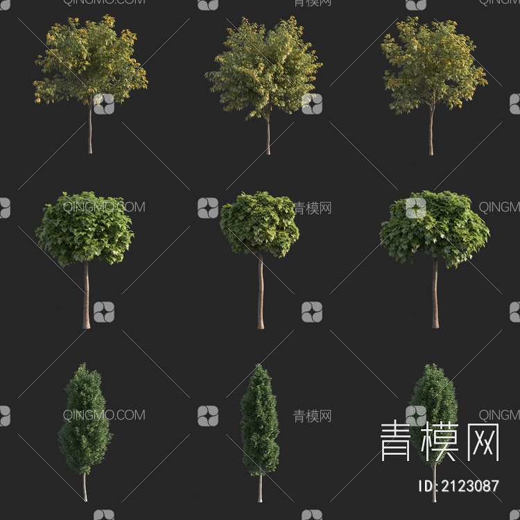 树 景观树 行道树 鸟瞰树3D模型下载【ID:2123087】