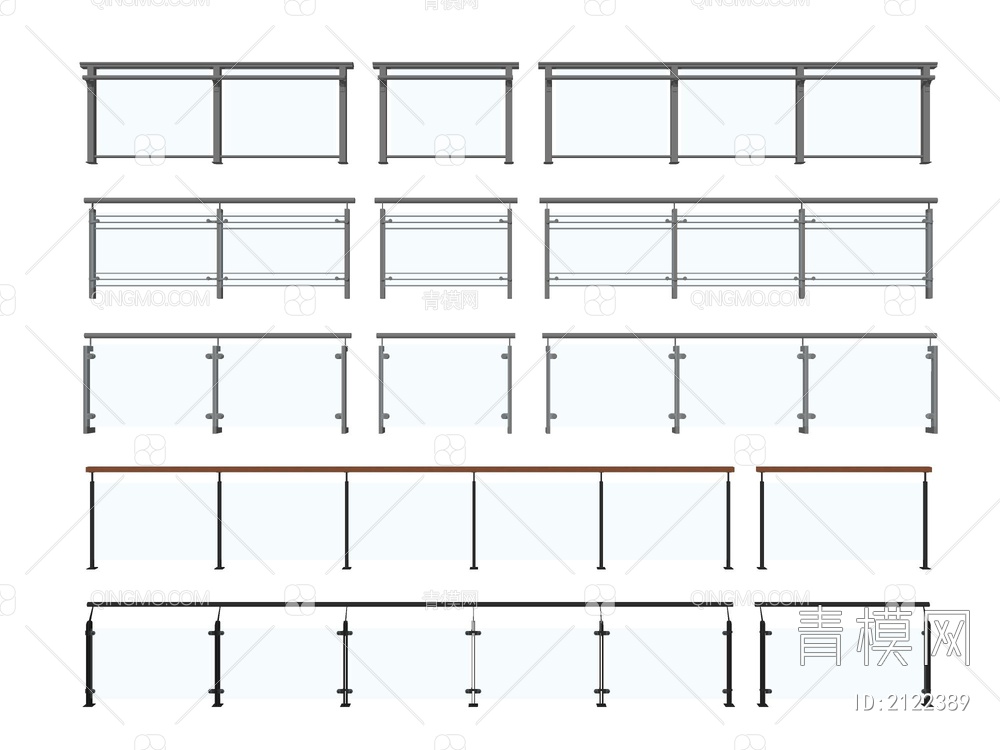 玻璃栏杆SU模型下载【ID:2122389】