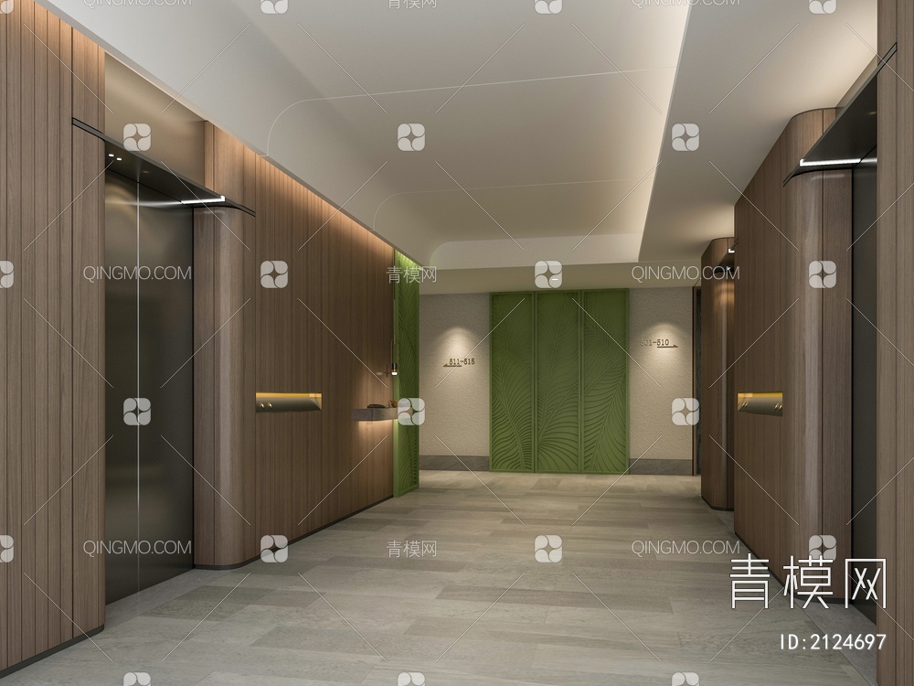 酒店电梯厅3D模型下载【ID:2124697】