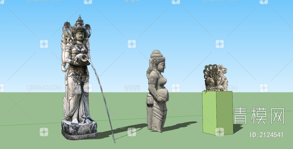 巴厘岛雕塑SU模型下载【ID:2124541】