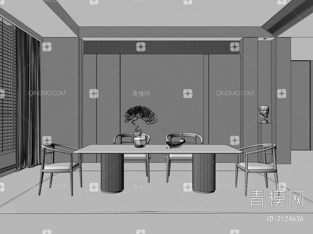 餐厅 餐桌3D模型下载【ID:2124636】