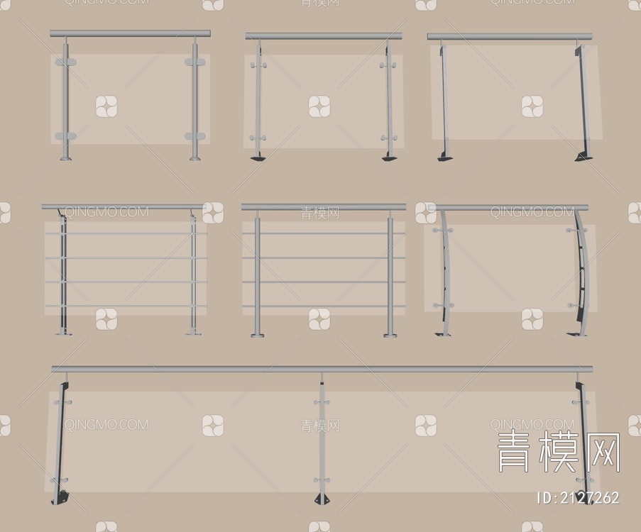 玻璃栏杆SU模型下载【ID:2127262】