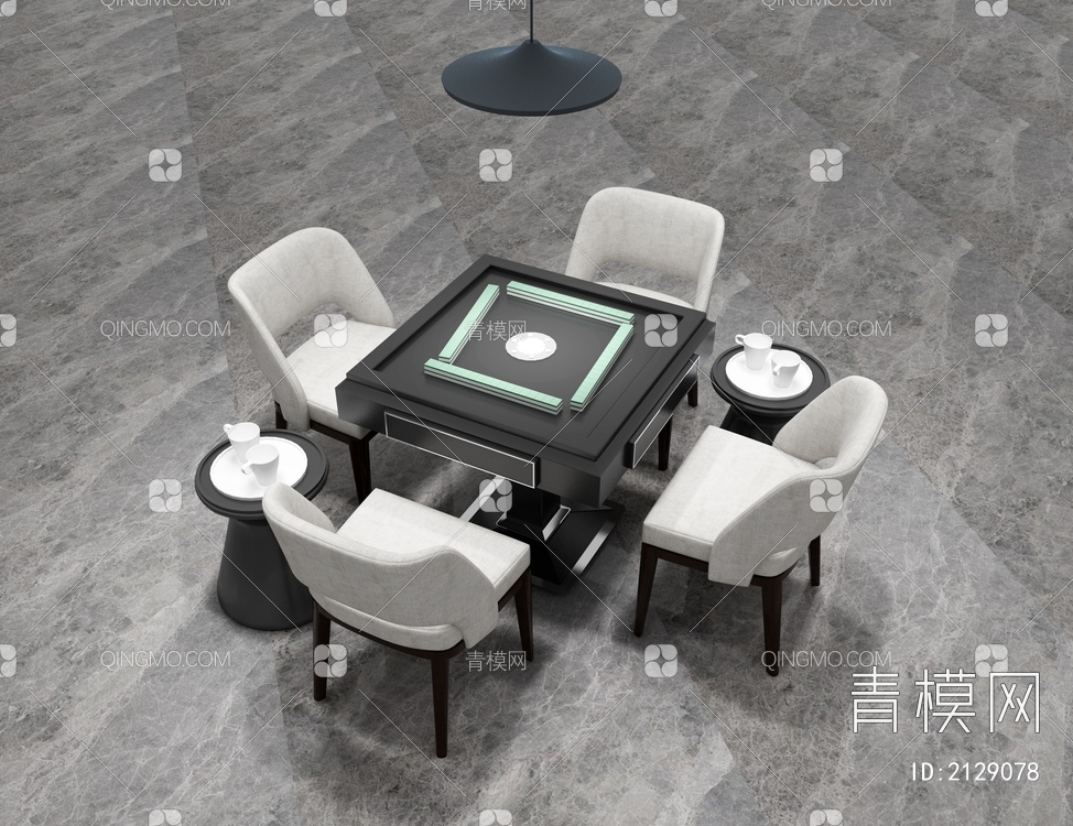 麻将桌椅组合  麻将桌3D模型下载【ID:2129078】