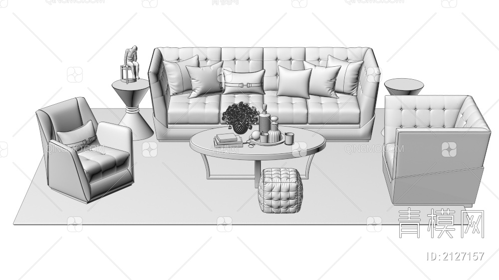 家具 单人沙发 双人沙发 多人沙发 沙发茶几摆件3D模型下载【ID:2127157】