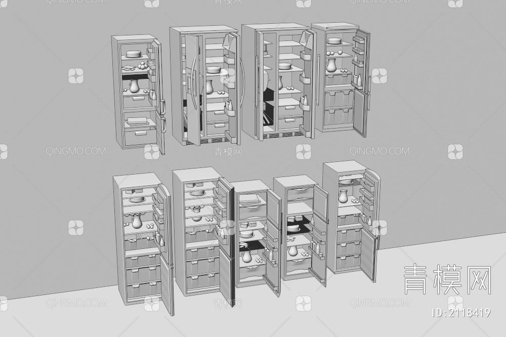 立式冰箱3D模型下载【ID:2118419】