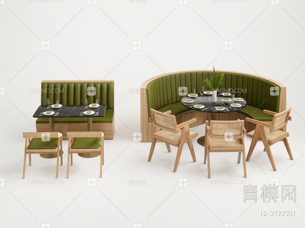 卡座沙发 餐厅卡座3D模型下载【ID:2129301】